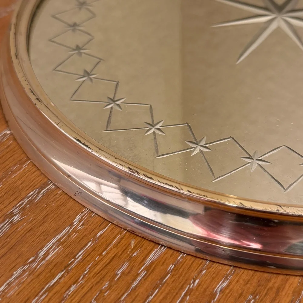 Vintage Elegant Silver and Gold Starburst Circular Mirror Tray